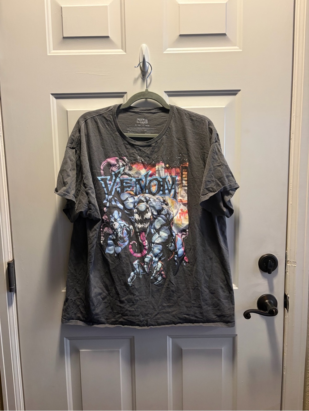 Marvel Venom Graphic Short-Sleeve T-Shirt - Charcoal with Pink & Blue Accents